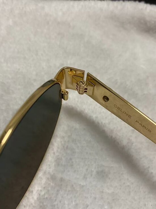 Celine Oval Metal Sunglasses, Gold Frame / Green Lenses main image 4